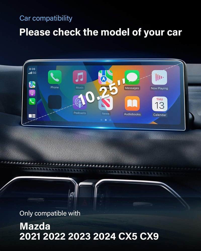 WEIPIN For Glossy Tempered Glass 2021 2022 2023 2024 2025 Mazda CX5& CX9 10.25 Inch Touchscreen Screen Protector - CX5& CX9 (2.5 S Carbon Edition/2.5 S Premium/2.5 S Carbon Turbo) Accessories - Image 2